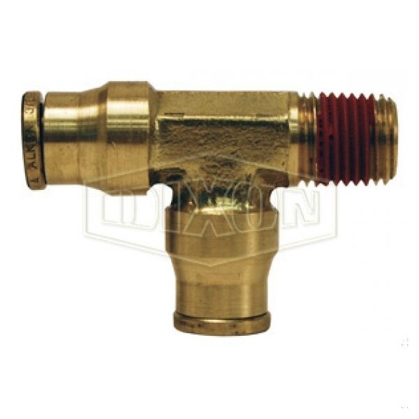 7116X 12 Push-In Run Tee, 3/8 x 1/2 in Nominal, MNPT x Tube, Brass, Domestic